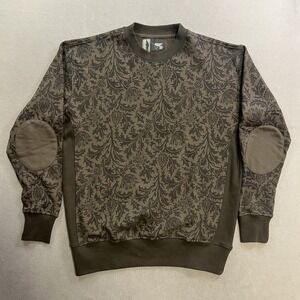 One People Project Sweatshirt Men's Size Small Brown Gray Elbow Padded Floral